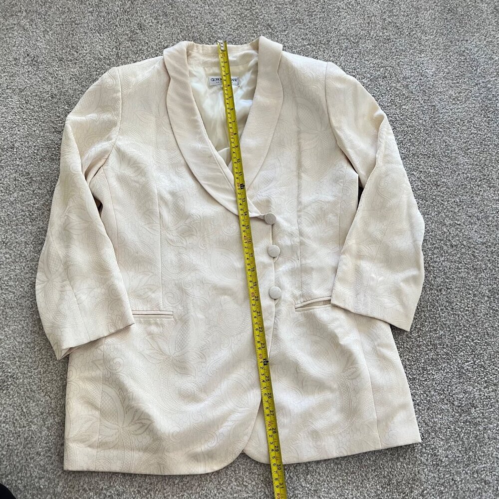 Giorgio Armani Vintage Silk Cream Elegant Floral Jacquard Fabric Blazer Medium - Picture 12 of 13